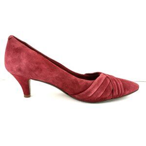 COLLECTION by CLARKS Shoes Size 8 Red Suede Linvale Grand Pumps Kitten Heel